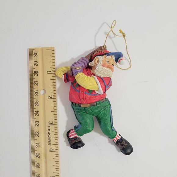 3D Baseball Player Batting Santa Claus Christmas Ornament - Picture 2 of 3
